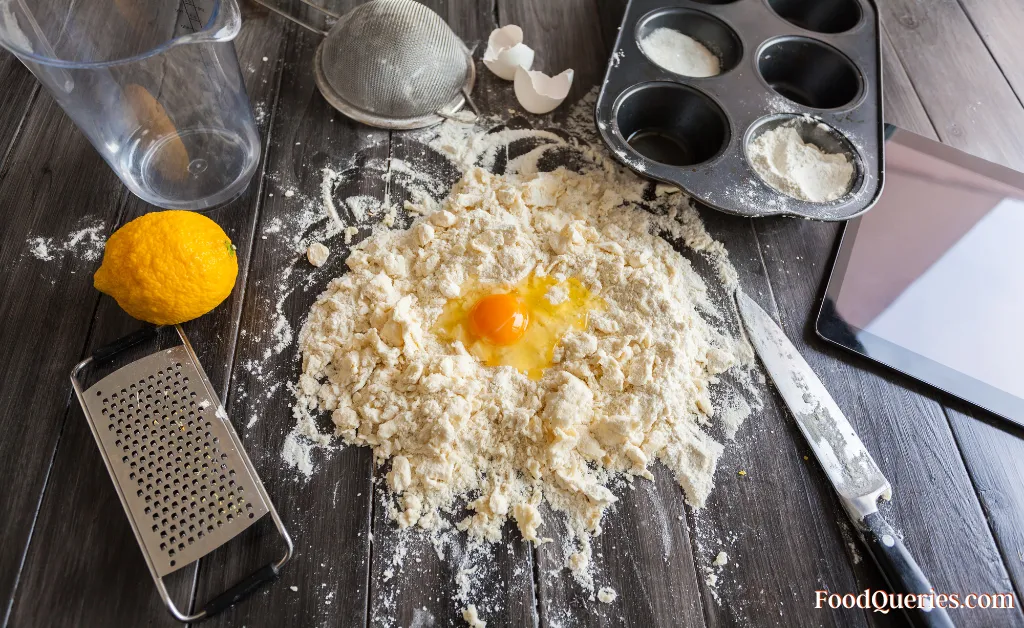 Adding egg with flour