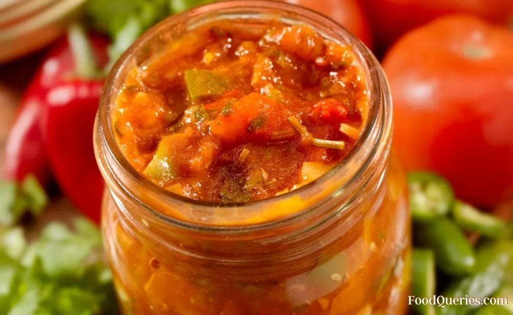 salsa in a jar container
